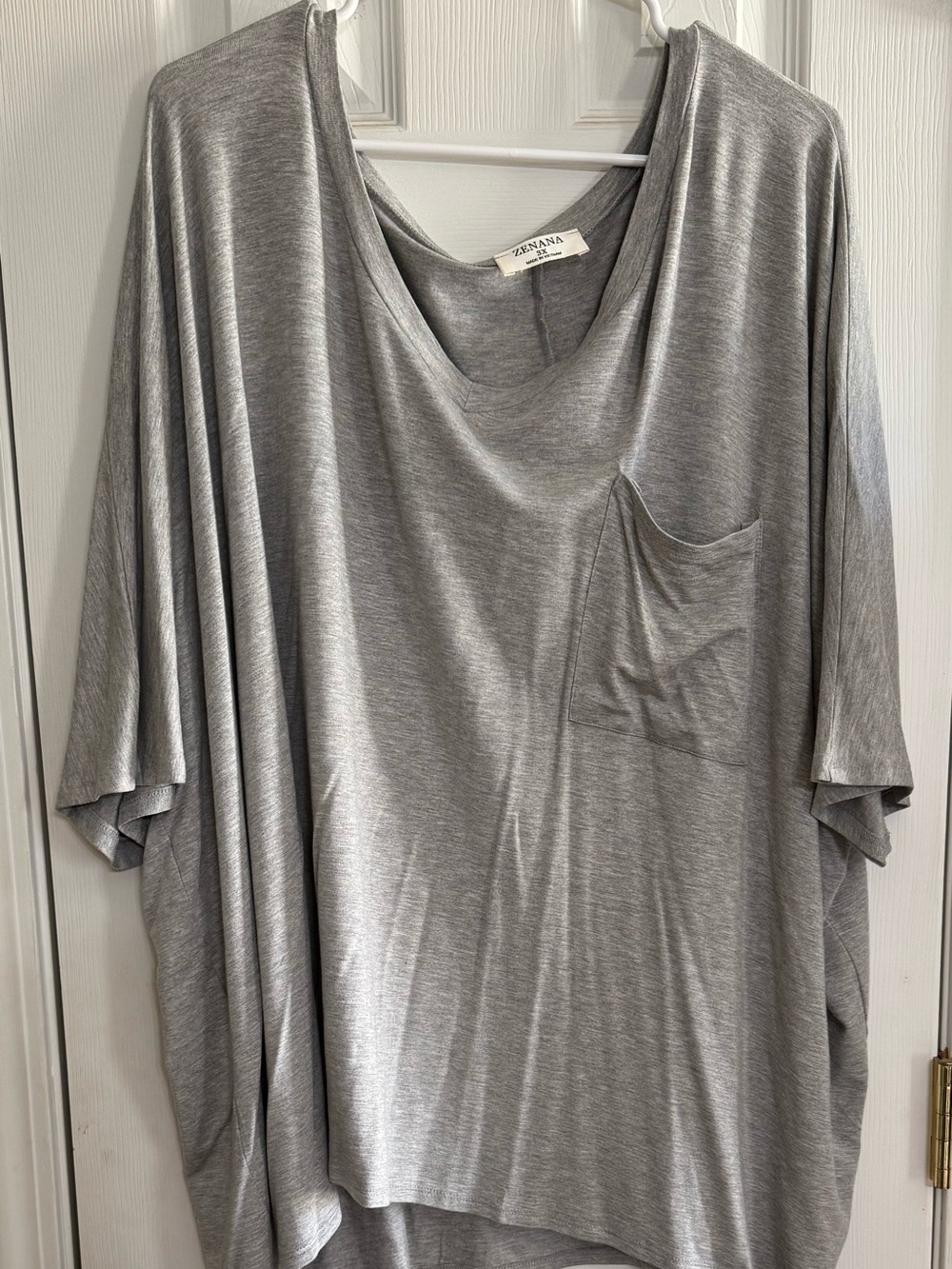 Zenana Outfitters Gray Dolman Pocket Tunic Top 3x